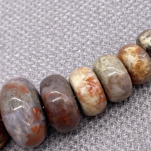 925 Sterling Silver Graduated Jasper Bead Necklace 17 Inch - Picture 6 of 8